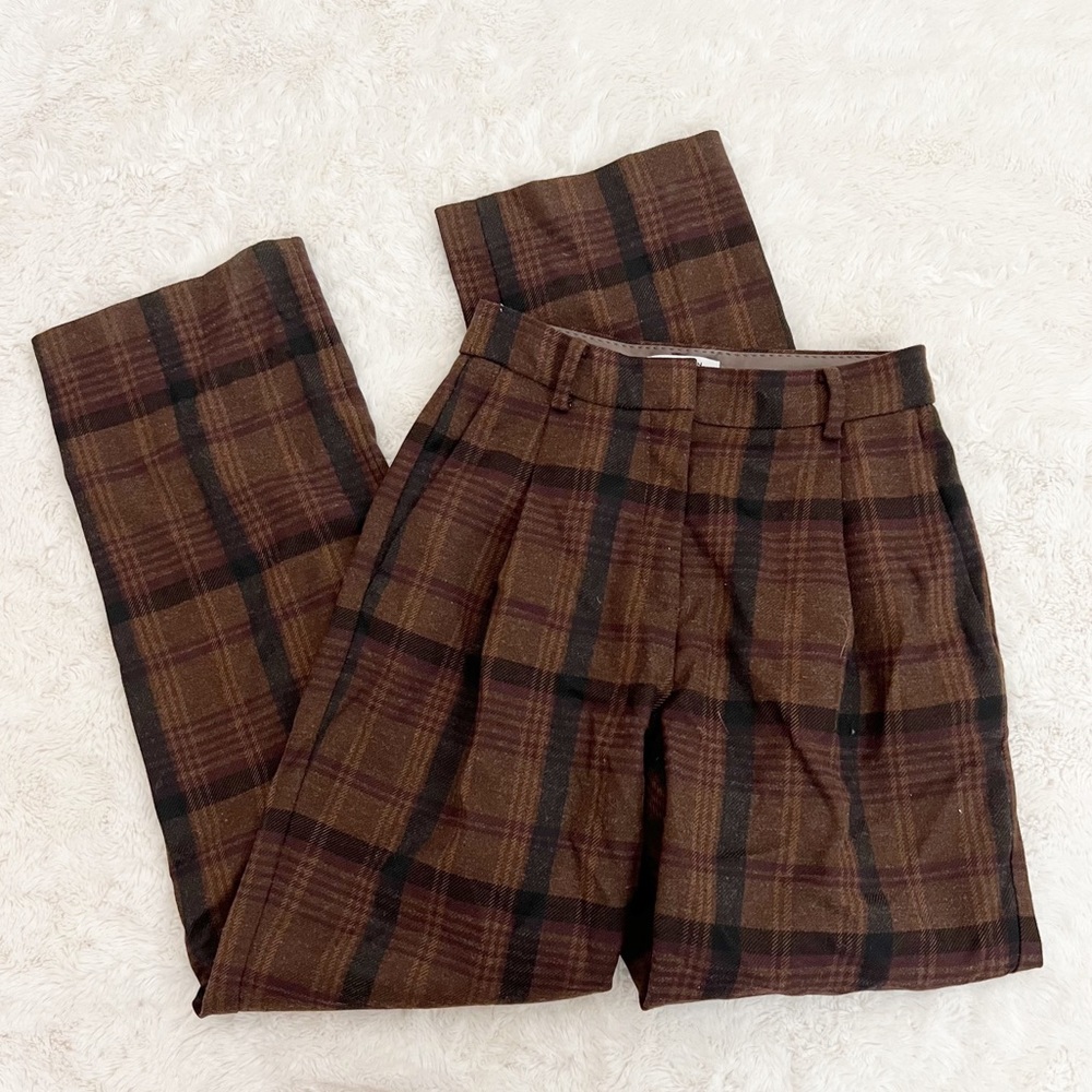 Babaton Aritzia Wool Blend Plaid Nightscape Pant